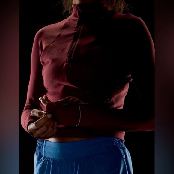 Lululemon Its Rulu Run Cropped Half-Zip Mulled Wine - Picture 3 of 13